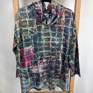NWT Inoah Multicolor Cowl Neck Tunic Top #1131 Size SMALL